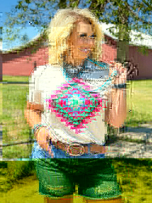 Ryanne's Neon Pink Aztec Tee