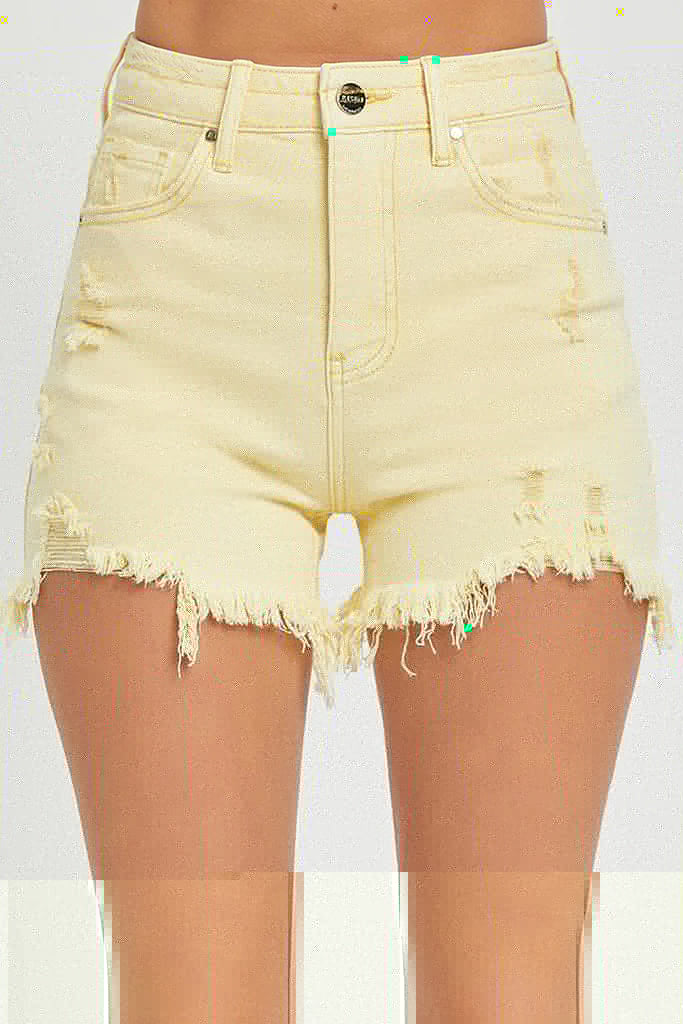 Pale Yellow High Rise Shorts