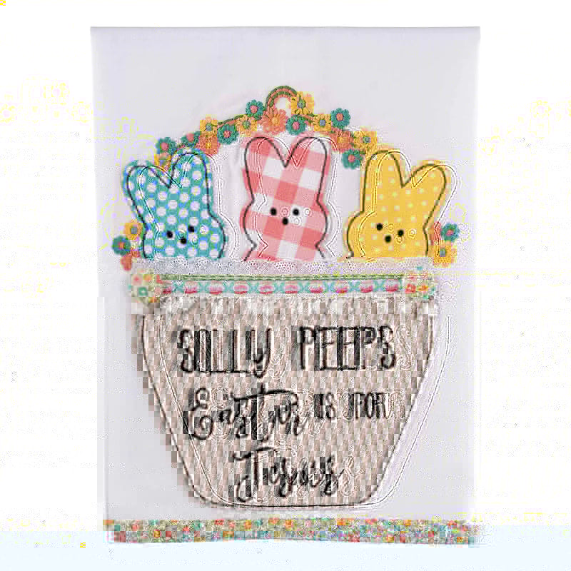 Three Peeps Easter Basket Tea Towel