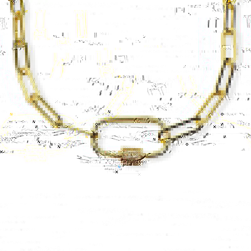 Gold Carabiner Cz Clasp Paperclip Charm Necklace