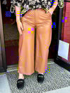 Camel Pleather Wide Leg Pants