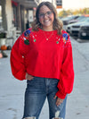 Sequin Ornament Crop Sweatshirt