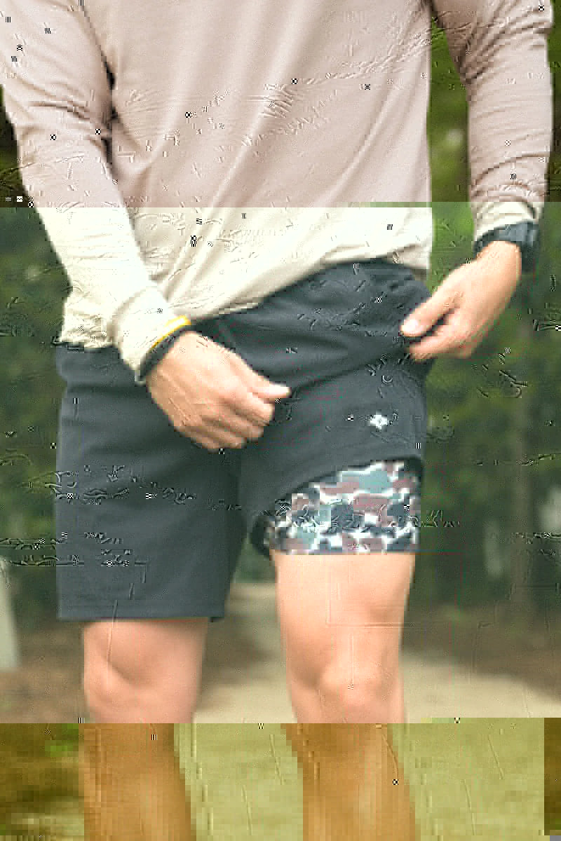 Athletic Short - Heather Black with Throwback Camo Liner