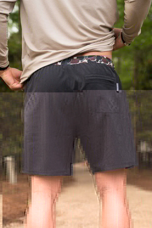 Athletic Short - Heather Black with Throwback Camo Liner