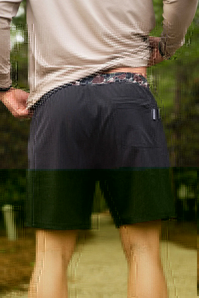 Athletic Short - Heather Black with Throwback Camo Liner