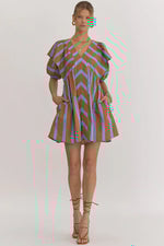 Miley Brown & Blue Stripe Dress