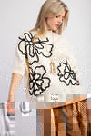 Flora Flower Sweater Top, Ivory